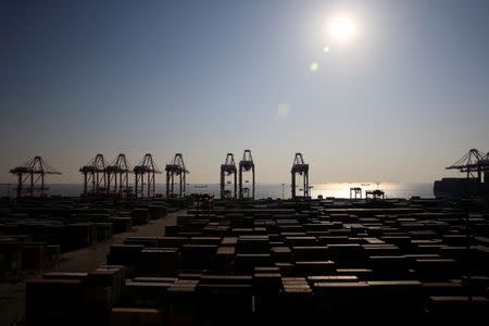 Containers are seen at the Yangshan Deep Water Port, part of the Shanghai Free Trade Zone, in Shanghai, China, February 13, 2017. REUTERS/Aly Song