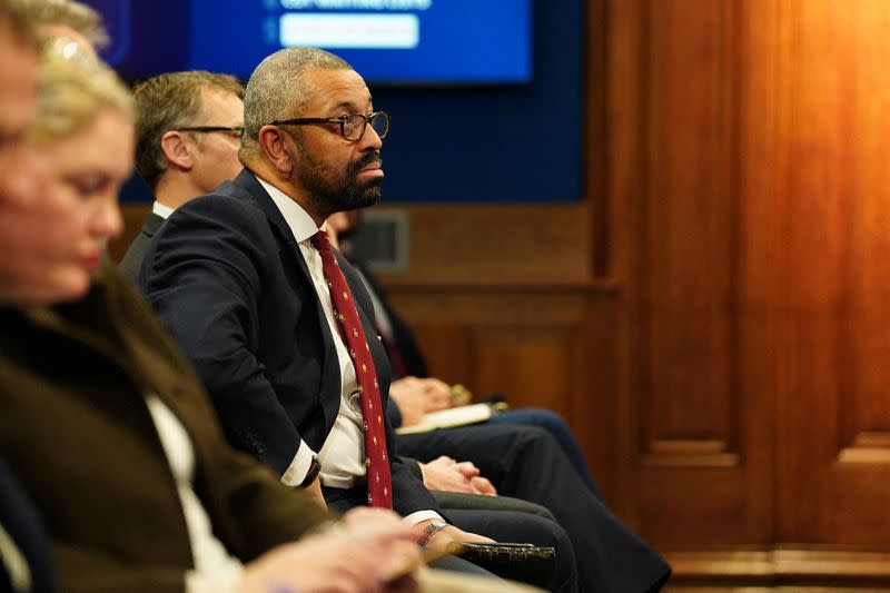 Rishi Sunak attends a press conference in the Downing Street Briefing Room