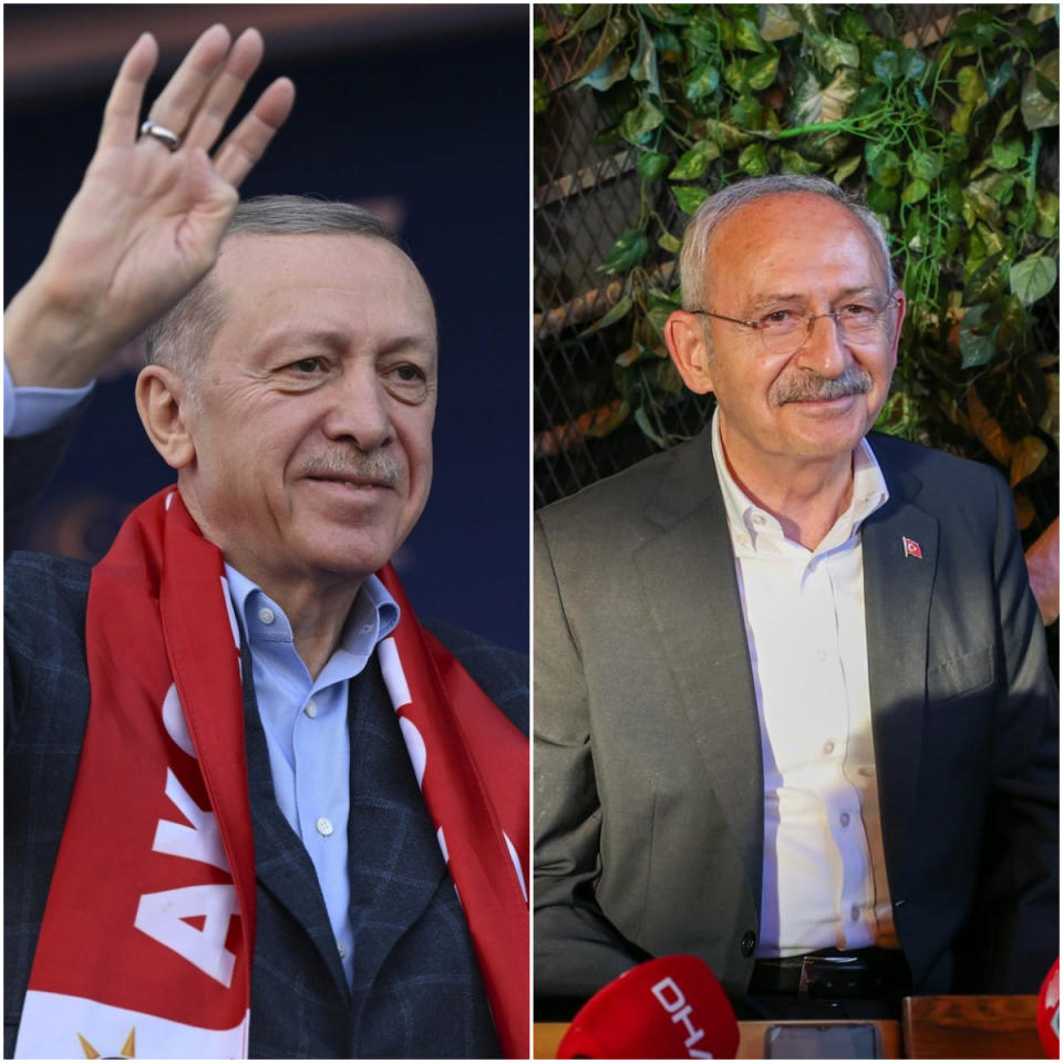 土耳其現任總統艾爾段(Recep Tayyip Erdogan)(左)與其對手基里達歐魯(Kemal Kilicdaroglu)(右)陸續舉行造勢活動。(FB/央廣合成)