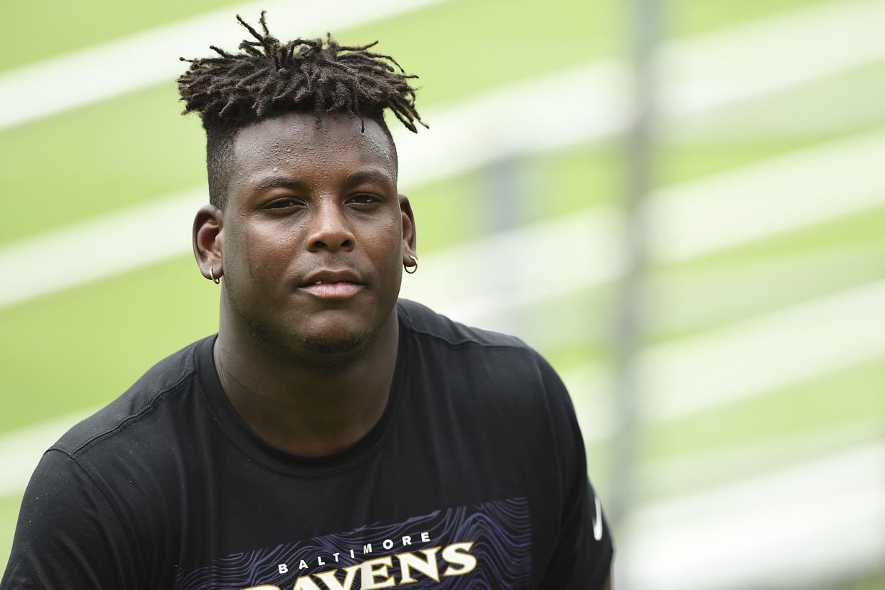 Baltimore Ravens rookie linebacker Jaylon Ferguson in 2019.