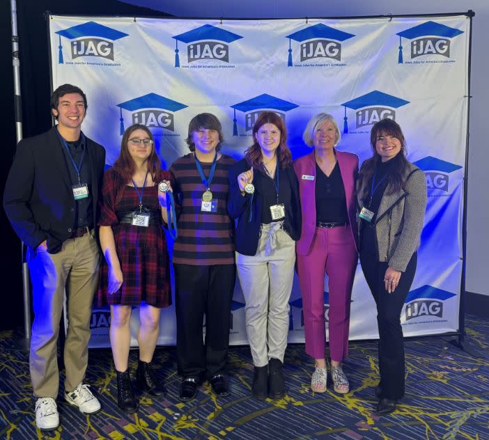 On Thursday, March 28, local iJAG students took 1<sup>st</sup> place at the State Career Development Conference for their Saving Lives: One Spray at a Time Project. Three local iJAG students, Kaylee Greene, Liberty Muhly, and Austin Smith, have been partnering with the local substance use prevention coalition, Gateway ImpACT Coalition, since November 2023 to find ways to address opioid overdose and drug prevention in Clinton. (iJAG)