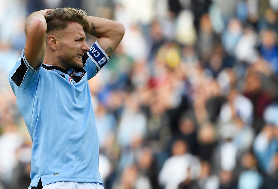 Will the Serie A title push of Ciro Immobile and Lazio fall apart because of the coronavirus layoff? (Photo by FILIPPO MONTEFORTE/AFP via Getty Images)