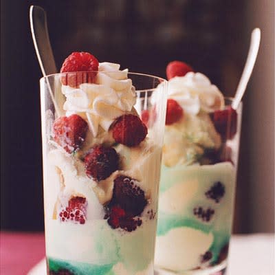 Creme de Menthe Parfaits with Raspberries