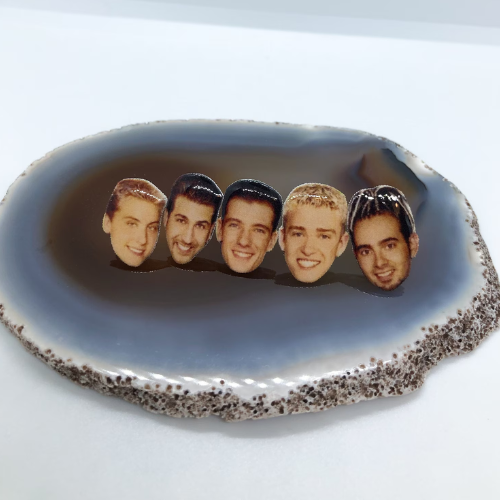 stud earrings of nsync members' faces