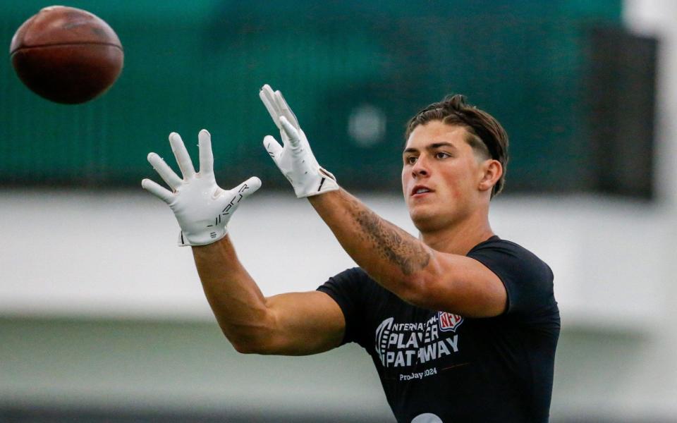 Louis Rees-Zammit during USF pro day for NFL hopefuls - NFL's first senior British coach: Louis Rees-Zammit has what it takes