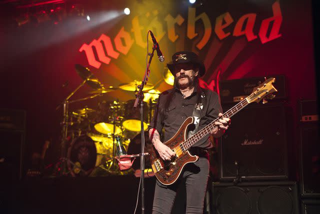 <p>Jeff Hahne/Getty Images</p> Lemmy Kilmister performs at The Fillmore Charlotte