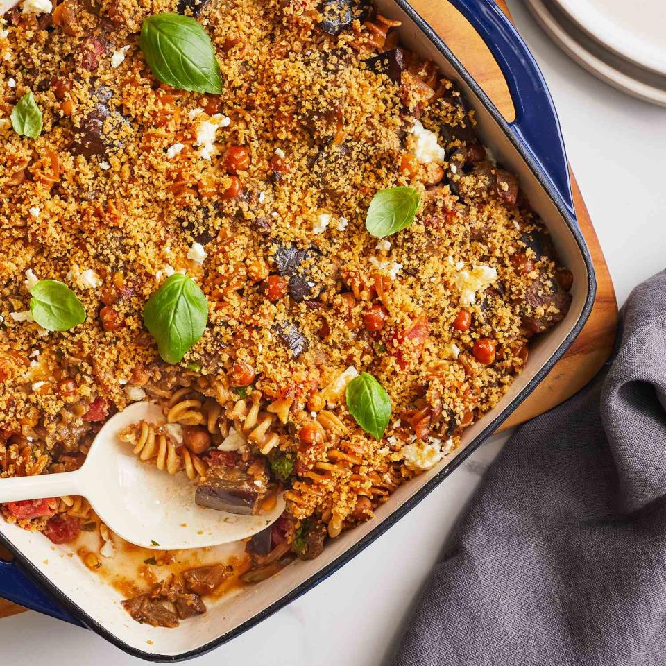 Eggplant & Chickpea Baked Pasta