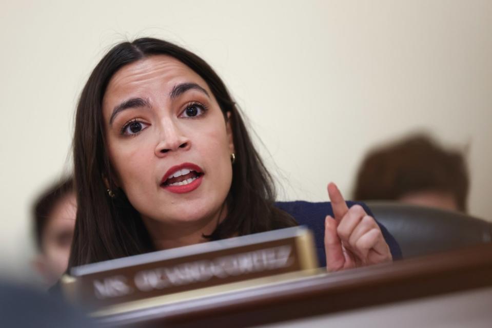 Rep. Alexandria Ocasio-Cortez (D-NY) makes a statement during a roundtable discussion on Supreme Court Ethhics on June 11, 2024 in Washington, DC. Getty Images for Court Accountability