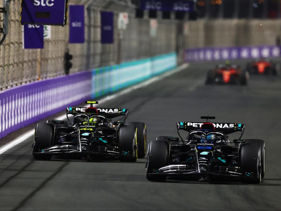 George Russell (right) finished ahead of teammate Lewis Hamilton in Saudi Arabia  (Getty Images)