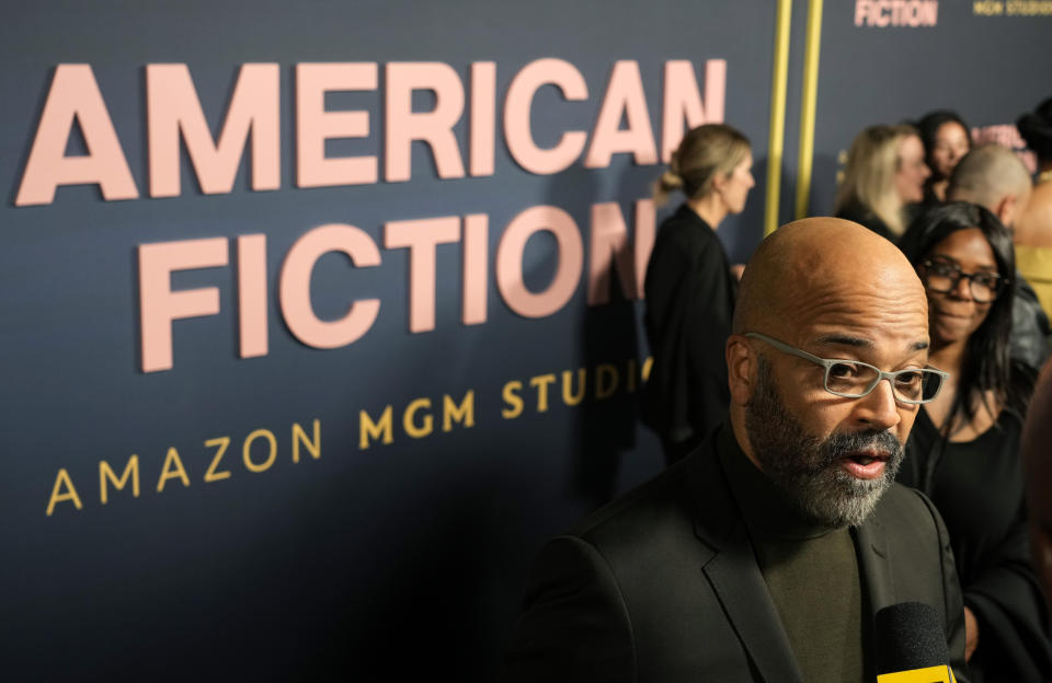 Jeffrey Wright, a cast member in "American Fiction," works the press line at a screening of the film, Tuesday, Dec. 5, 2023, at the Academy of Motion Picture Arts and Sciences in Beverly Hills, Calif. (AP Photo/Chris Pizzello)