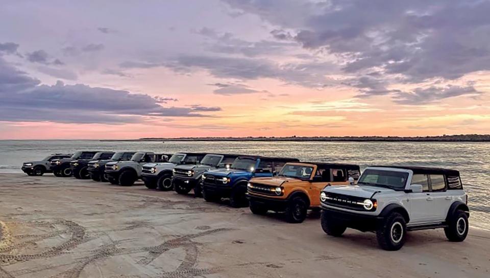 A photo on Dec. 8, 2021, at Porpoise Point on Vilano Beach in St. Augustine, Florida, where Bronco owners met. Bozard Ford has hosted several special events for Bronco owners and reservations holders to meet and engage.