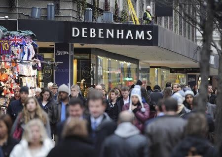 People walk past Debenhams department store on Oxford Street, in central London, January 10th 2011. REUTERS/Ki Price