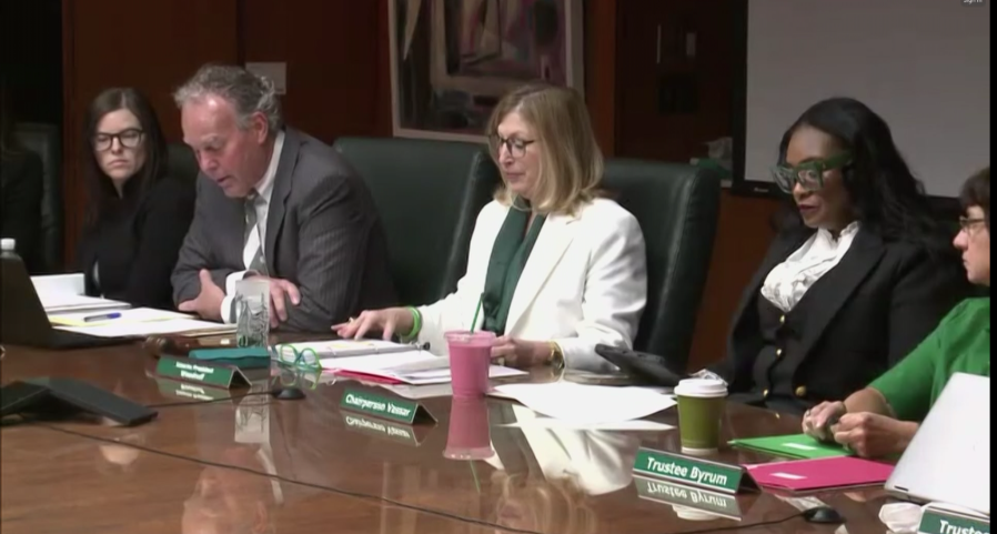 The Board of Trustees meeting on Thursday, Feb. 1. Interim President Teresa K. Woodruff announced the timeline for the release of the Nassar documents to the AG. (WLNS)