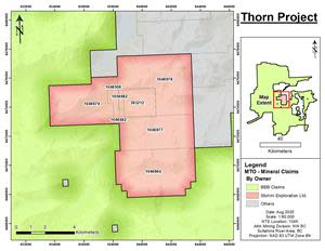 Thorn and Metla Mineral Claim Map