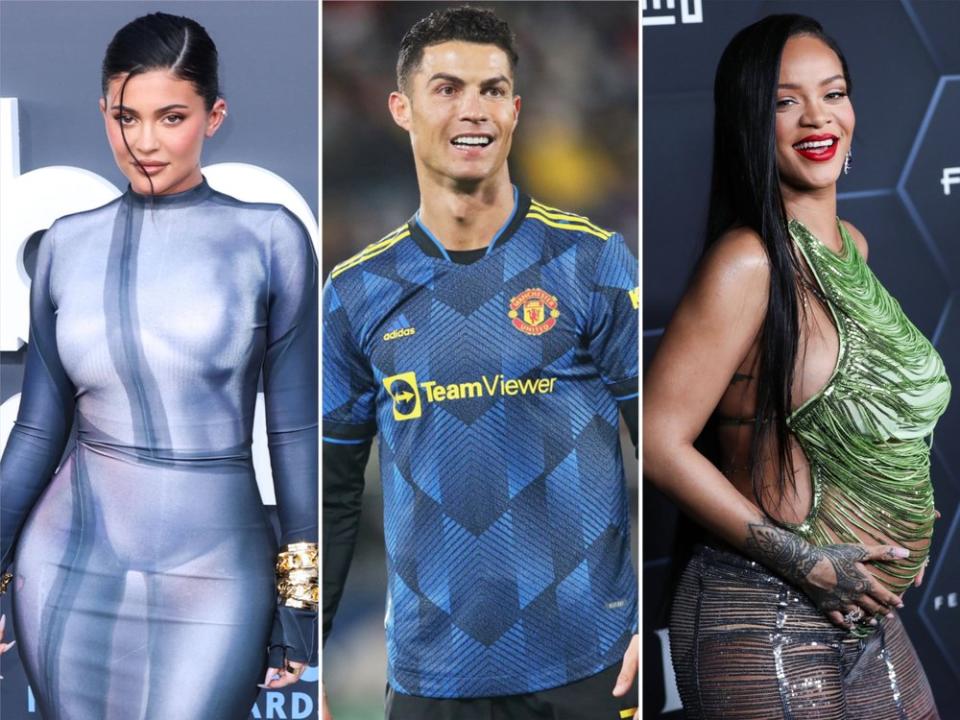 Mutter- und Vaterfreuden bei Kylie Jenner, Cristiano Ronaldo und Rihanna (v.l.n.r.). (Bild: imago/NurPhoto / imago/NurPhoto / Saolab Press/Shutterstock.com)