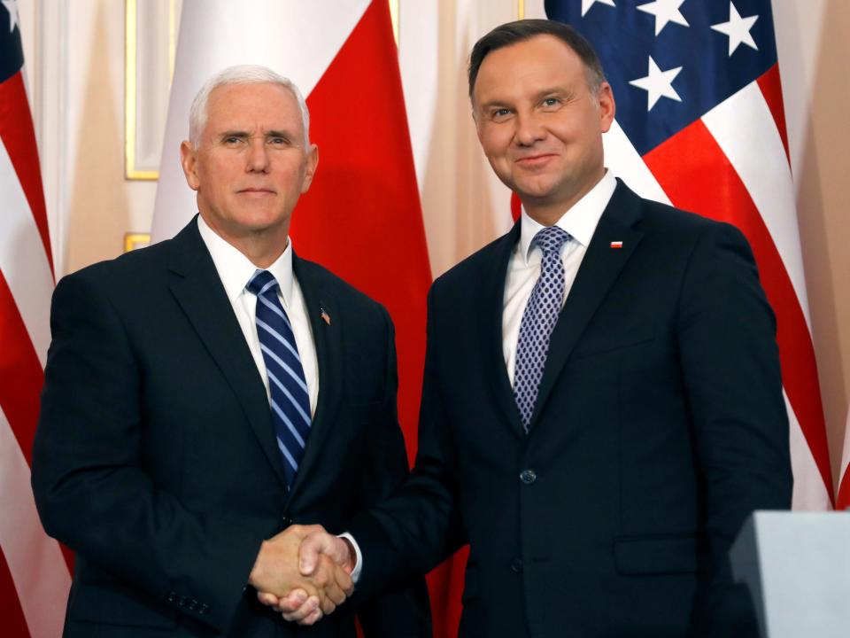 Mike Pence and Polish President Andrzej Duda