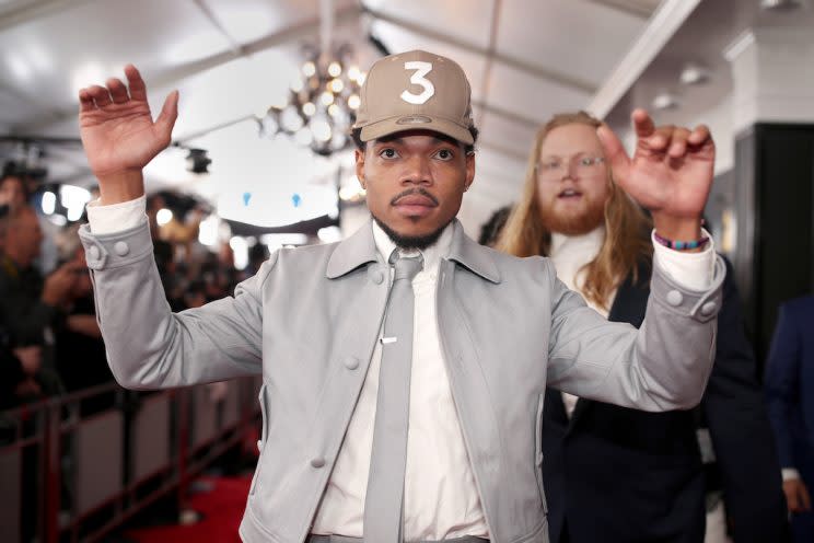 LOS ANGELES, CA - FEBRUARY 12: Hip-Hop Artist Chance The Rapper attends The 59th GRAMMY Awards at STAPLES Center on February 12, 2017 in Los Angeles, California. (Photo by Christopher Polk/Getty Images for NARAS)