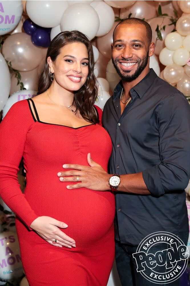 Ashley Graham and husband Justin Ervin at their baby shower | Kelly Taub/BFA