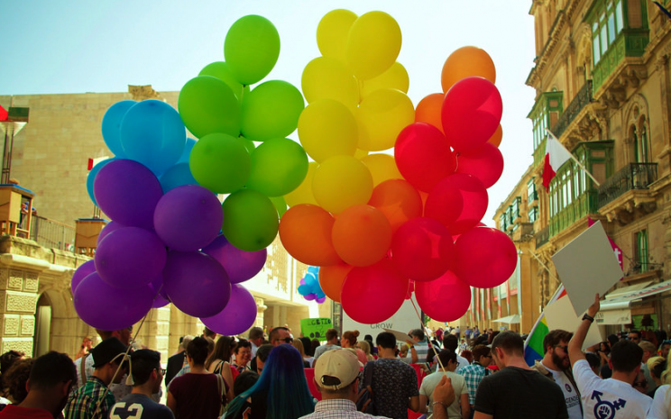 Jubilant scenes are seen at a Gay Pride parade in Malta in 2015 (Picture: REX)