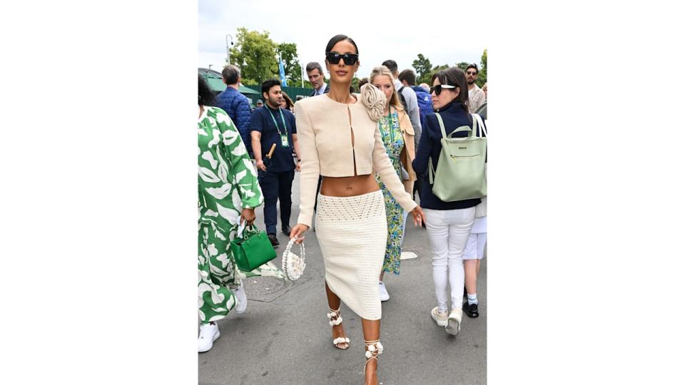 Maya Jama attended day thirteen of the Wimbledon Tennis Championships in crochet