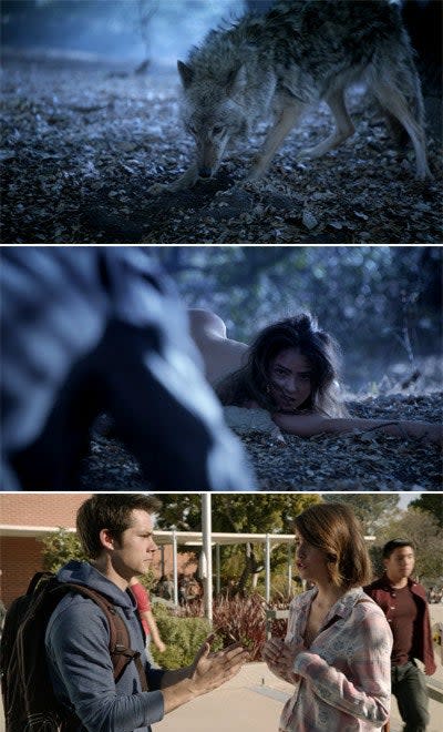 Malia turning from a coyote to a human