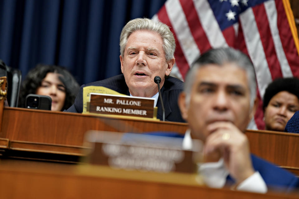 Rep. Frank Pallone, a Democrat from New Jersey and the ranking member of the House Energy and Commerce Committee, speaks during the TikTok hearing in Washington, D.C. 