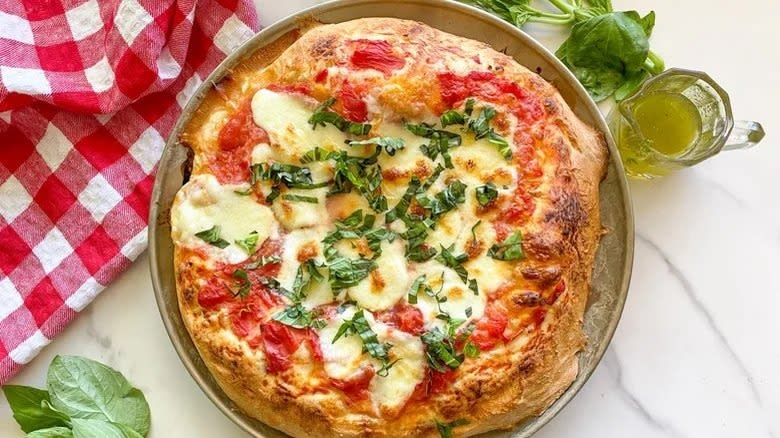 homemade margherita pizza 