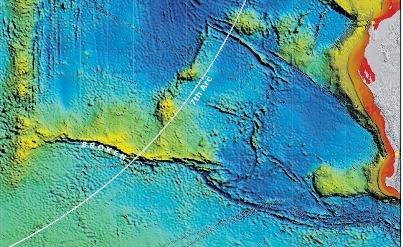 The seventh arc, the focus of the hunt for signs of MH370