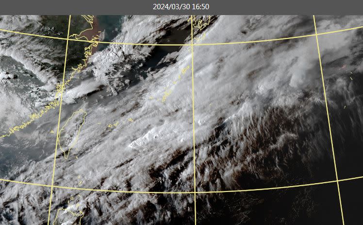 今日衛星雲圖。（圖／翻攝自中央氣象署）