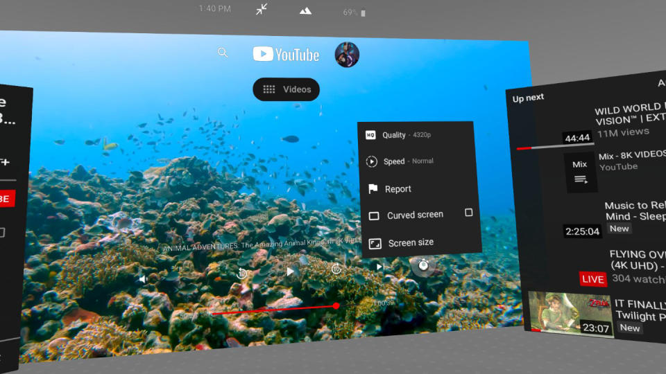 Watching an 8k video in the YouTube VR app on the Meta Quest 3