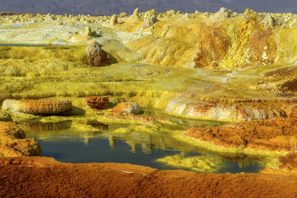 Acid pools in Africa that look like a Martian landscape