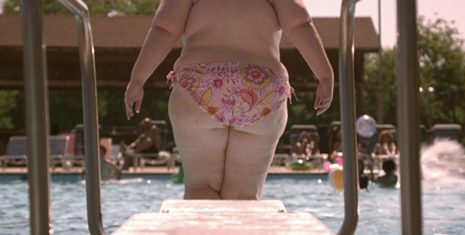 Rosemary wading into a swimming pool in a scene from "Shallow Hal"