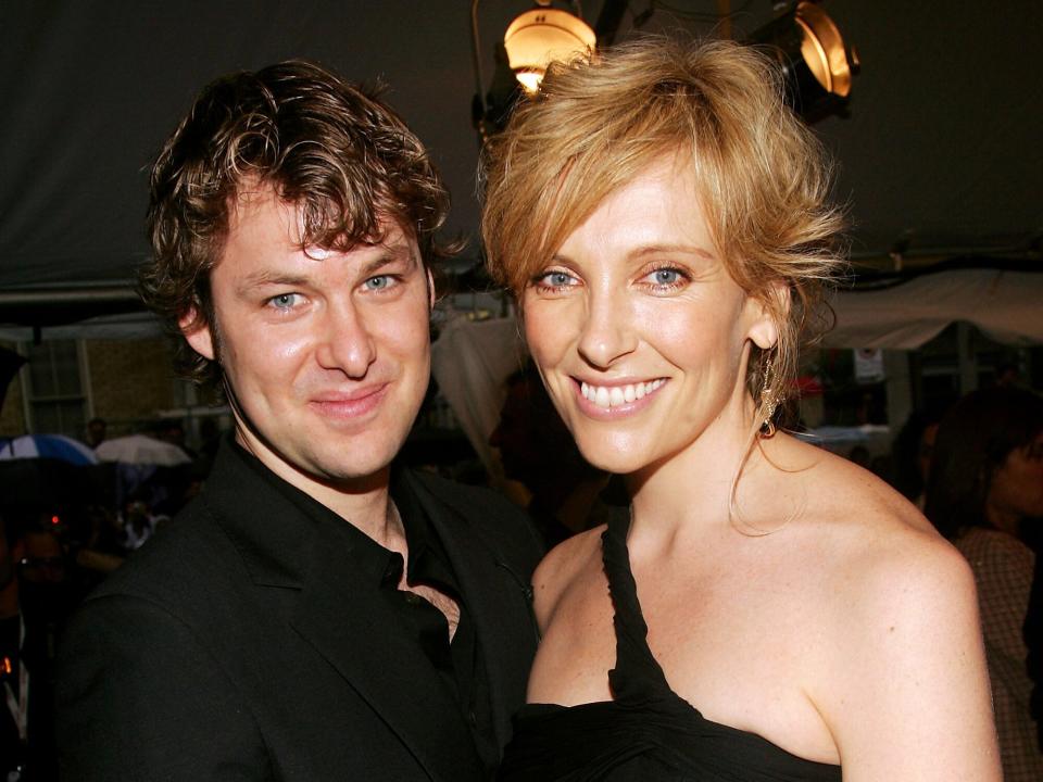 Toni Collette and husband Dave Galafassi attend the gala premiere of "In Her Shoes" at Roy Thomson Hall on September 14, 2005 in Toronto, Ontario, Canada