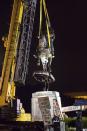 <p>A statue of Confederate Gen. P.G.T. Beauregard is removed just after 3 a.m. CST, Wed., May 17, 2017, from the entrance to City Park in New Orleans. (Photo: Scott Threlkeld/AP) </p>