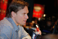 OTTAWA, ON - JANUARY 27: Team Chara defenseman Kimmo Timonen of the Philadelphia Flyers speaks with the press during the 2012 NHL All-Star Game Player Media Availability at the Westin Ottawa on January 27, 2012 in Ottawa, Ontario, Canada. (Photo by Gregory Shamus/Getty Images)
