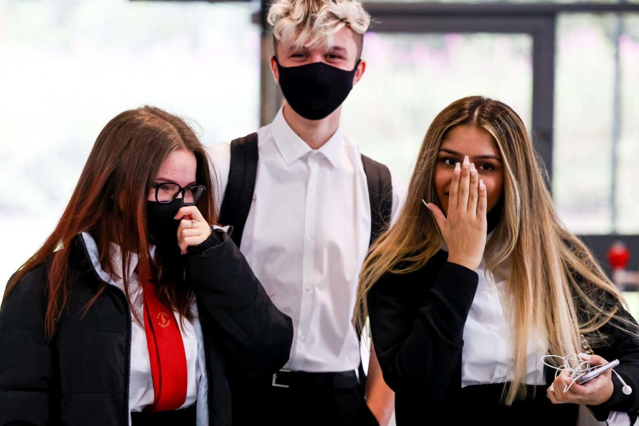 Pupils wearing masks at St Paul's High School in Glasgow: Getty Images