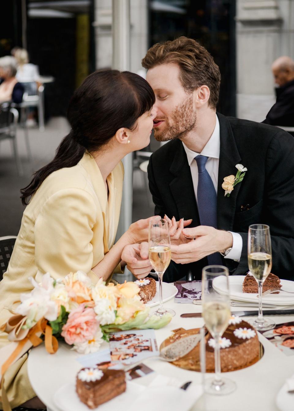 The Bride Wore a Vintage Suit for Her Switzerland Elopement