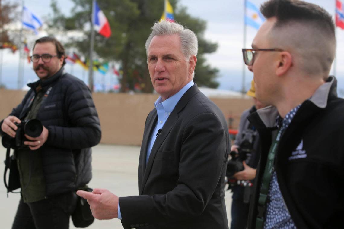 Speaker of the House, Republican Kevin McCarthy of Bakersfield, at the 2023 World Ag Expo in Tulare on Tuesday, Feb. 14, 2023.