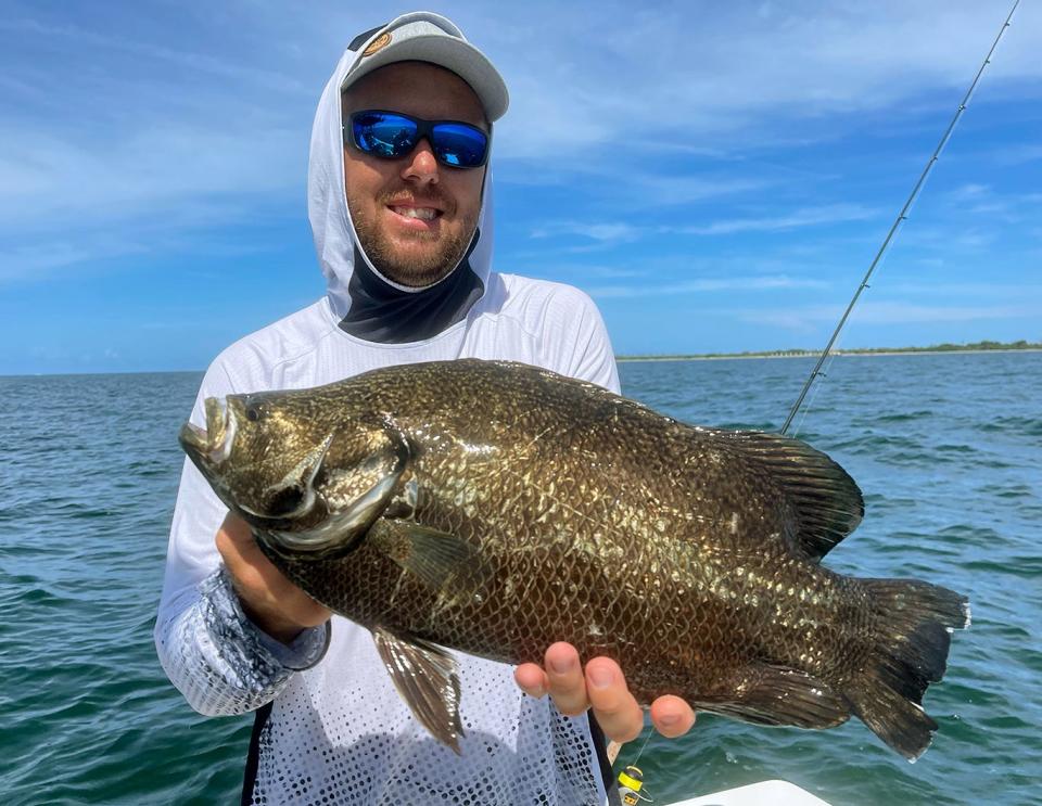 David Peeples of Auburndale caught this 20-inch tripletail on a live pinfish while fishing in lower Tampa Bay with Capt. Capt. John Gunter this week.