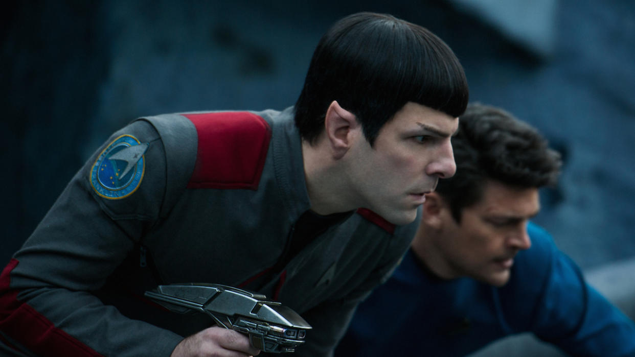  Zachary Quinto's Spock holding phaser in Star Trek Beyond. 