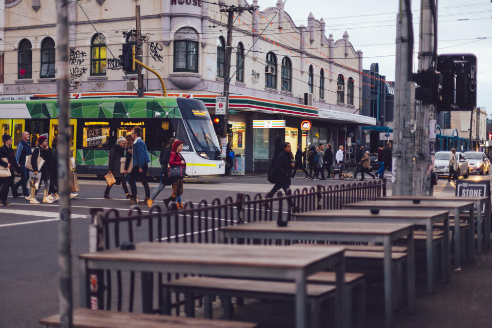 Fitzroy street scenes with people. Melbourne street style.