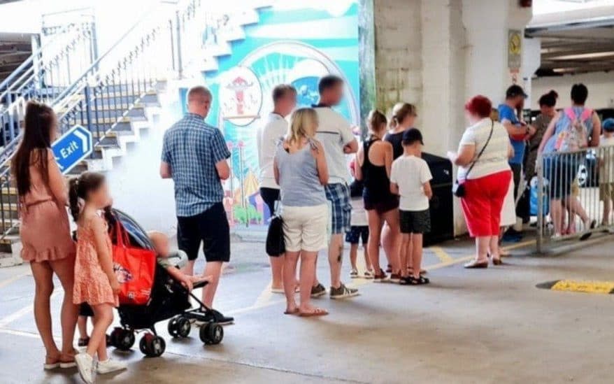 People queued for up to half an hour to try to pay for tickets