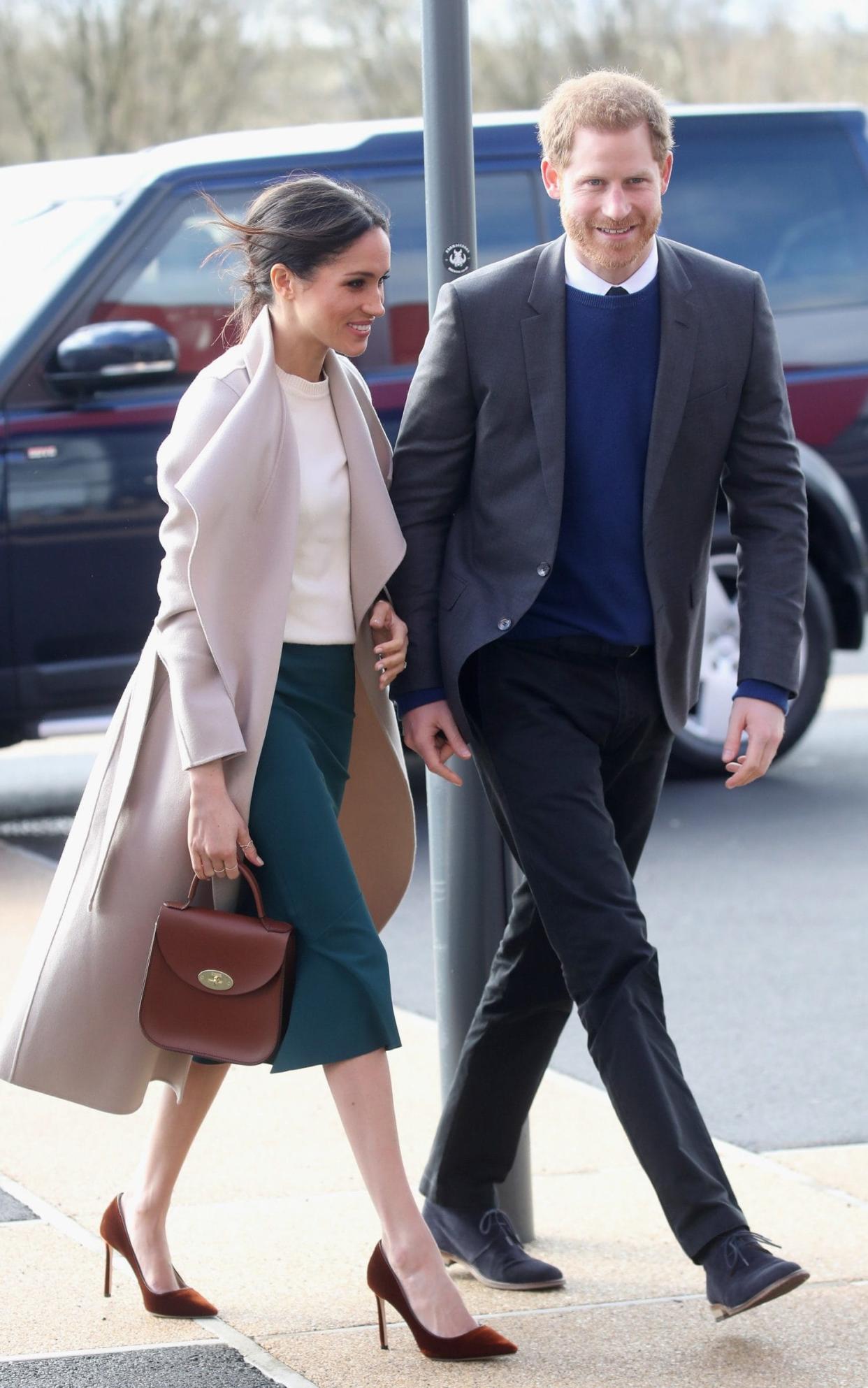 Prince Harry and Meghan Markle today. Markle is carrying the Charlotte Elizabeth Bloomsbury bag. - Getty Images Europe