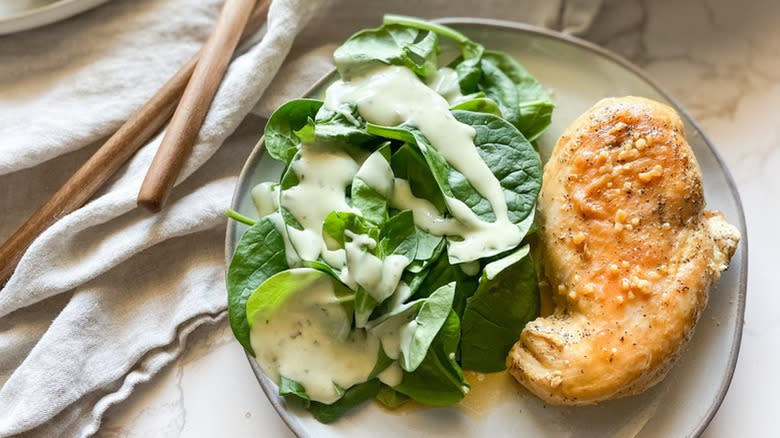 chicken and salad on plate