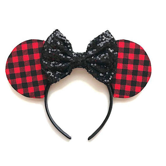 Picture of Christmas Minnie Mouse Ears Buffalo Check