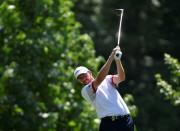 Jul 29, 2016; Springfield, NJ, USA; Jimmy Walker hits his tee shot on the third hole during the second round of the 2016 PGA Championship golf tournament at Baltusrol GC - Lower Course. Eric Sucar-USA TODAY Sports