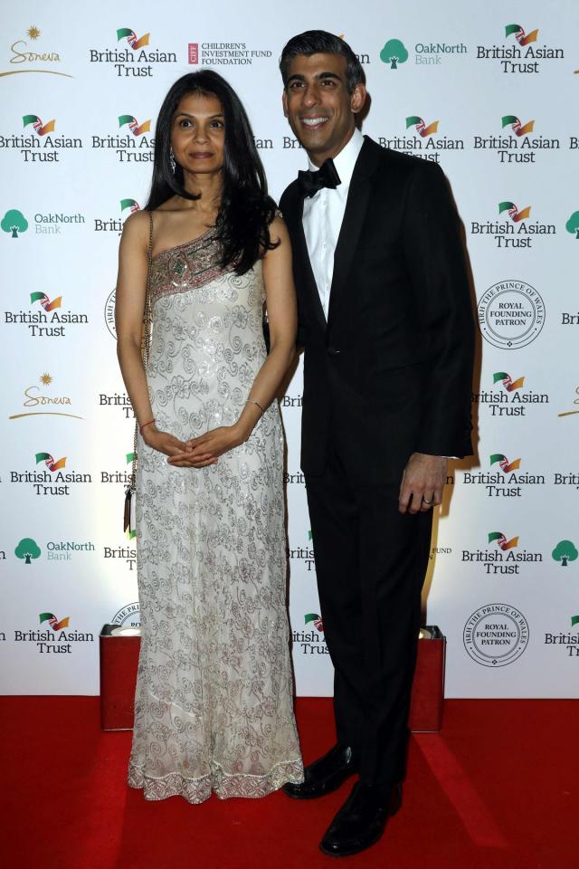 Rishi Sunak with Akshata Murty during a reception to celebrate the British Asian Trust at the British Museum in London (Pool/AFP via Getty Images)