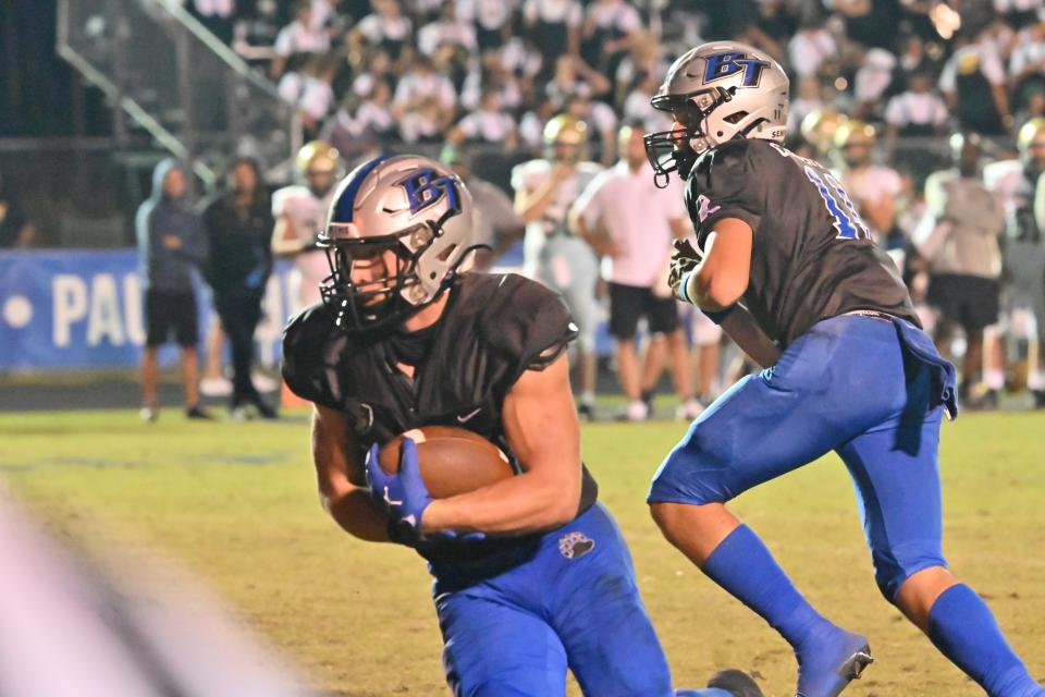 Laython Biddle, Bartram Trail's leading rusher, scored late in the game to seal the Bears' 17-0 win over Fleming Island.