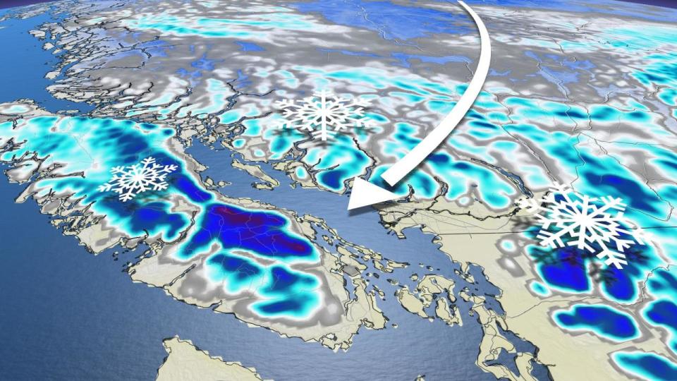 Plunging freezing levels in B.C. bring a snow threat to low elevations