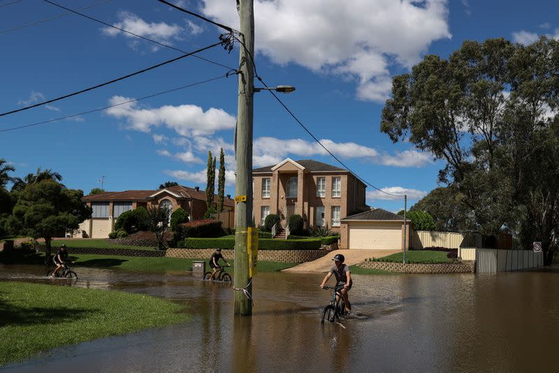 Severe flooding affects the suburb of McGraths Hill in western Sydney